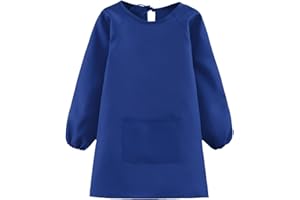 Augesak Malschürze Kinder, Malkittel Kinder Bastelschürze mit Ärmeln und Taschen, Kinderschürze Schule Jungen Mädchen für Basteln Malen Backen Kochen, 7-11/12-16 Jahre