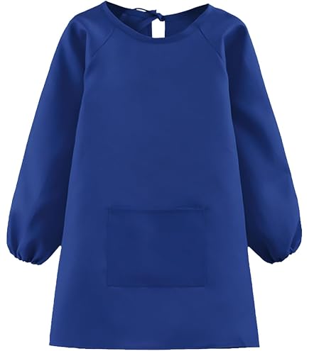 KGDUYC 1 tablier de peinture pour enfants, avec manches et 1 poches, imperméable, réglable, pour enfants, de 8 à 12 ans, pour le bricolage, la peinture, la pâtisserie, la cuisine, noir