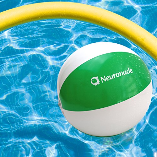 Wasserball 25 – 30 cm Durchmesser von Neuronade, Strandball klein in grün & weiß – Phtalatfreies Wasserspielzeug - 2