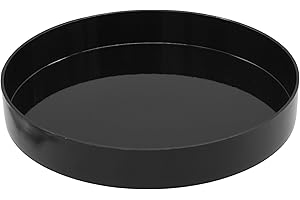 ‎SPETEBO Kerzentablett rund schwarz Hochglanz - 25 cm - Dekotablett glänzend mit Rand - Kellnertablett Dekoteller Kerzenteller Mehrweg Tablett für Dekorationen Geschenke Weihnachten