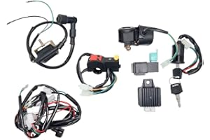 Faisceau électrique, Kacepar Faisceau électrique complet Système d'allumage pour 50cc 70cc 90cc 110cc 125cc Quad Bike Pit Bike Dune Buggy, Harnais de câblage Kit de remplacement d'allumage CDI