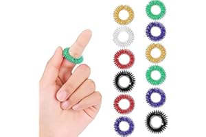 12 Piezas Anillo de Acupresión, Quesuc Anillos de Masaje para, Anillo de Masaje de Dedo/Anillo de Acupresión para Niños, Adultos, Pacientes Ansiosos, Alta Presión de Trabajo (Multicolor)
