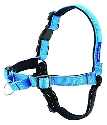 PetSafe - Harnais pour Chien Moyen/Grand Deluxe Easy Walk (M/L) - Réfléchissant - Anti-Traction - Doublure en Néoprène - Confortable - Bleu Océan