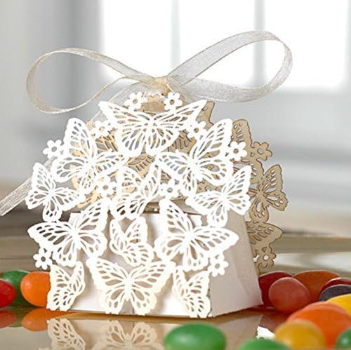 50 Pack Laser Cut Butterfly Wedding Favor Box Birthday Shower Party Candy Boxes Bomboniere