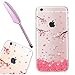 Price comparison product image iPhone 6 Gel Case 4.7 Inch,iPhone 6s Clear Case with Design, Vioela Pretty Pink Blooming Flower Painting Natural Pattern Transparent Soft TPU Bumper Bling Diamond Crystal Rubber Skin Shell Protective Crystal Clear Back Case Cover for Apple iPhone 6/6S 4.7 Inch with Free Stylus