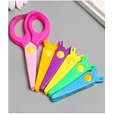 Plastic 6 in 1 Pack Variable Pattern Serrated Scissors Safe Plastic Kids Shape Scissors Preschool