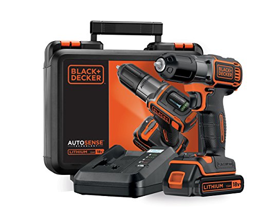 BLACK+DECKER ASD18K-QW - Taladro Atornillador 18V, Autosense y Autoselect, incluye batería litio 1.5Ah y maletín