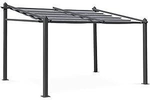 Alice's Garden 3x4m wall-mounted pergola in aluminium - Sliding retractable canopy, aluminium frame - Murum - Grey