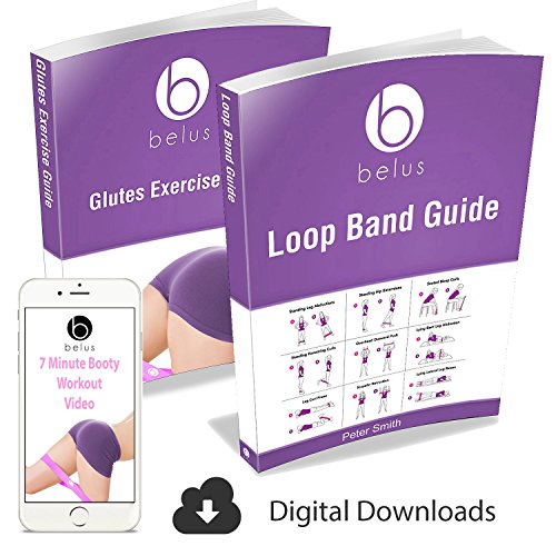 Gymnastik-Widerstandsbänder mit Tragetasche und eBook. Set mit vier geschlossenen, schlaufenförmigen Bändern für Training und Fitness (violett und rosa) - 6