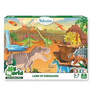 Skillmatics STEM Building Toy : My World Land of Dinosaurs | Gifts for Ages 3-7 | Fun Learning & Playset for Preschool Kids