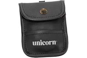 Unicorn Darts Accessory Pouch - Tough Faux Leather - Push-Button Closure - Black with White Logo