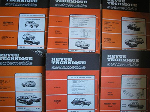 Download lot 24 revue technique automobile : chrysler 160 - ford transit - peugeot 304 - renault 12 - volkswagen K 70 - citroen cx 2000 - citroen GS 1220 - volkswagen golf - peugeot 204 etc...