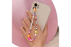 UPOSAO Correa de muñeca con cuentas para teléfono celular, cuentas de estrellas de sonrisa, correa de teléfono celular, cordón antipérdida, cordón para teléfono, cámara, llaves, llavero, unidad flash USB