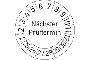 ROSENBAUM OFFSETDRUCK Nächster Prüftermin Prüfplakette, 100 Stück, in verschiedenen Farben und Größen, Prüfetikett Prüfsiegel Plakette (30 mm Ø, Weiß)