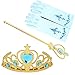 Produktbild Prinzessin Zauberstab,Queen Krone,Strass,Tiaras & Handschuh Mädchen Geschenk-Set Prinzessin Karneval Verkleidung Party Cosplay Mädchen Handschuhe Halloween
