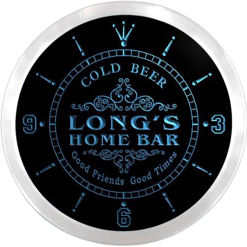ADVPROncx1086-tm Long's Home Bar Beer Custom Name Neon Sign Clock