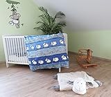 beties Schäfchen zählen Kinderbettwäsche ca. 100×135 + 40×60 cm weiche Biber-Qualität 100% Baumwolle Farbe Himmelblau 1 Set - 2