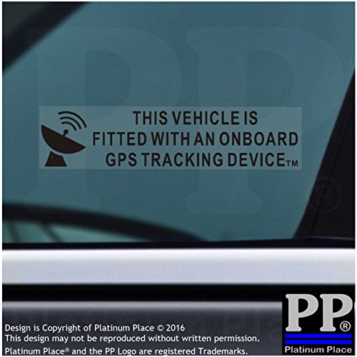 Platinum Place 5 x On Board GPS Tracking Device Fitted-BLACK onto CLEAR-WINDOW Satellite Dish Image-Security Stickers-87x20mm-Car,Van,Taxi,Minicab,Cab,Lorry,Truck,Warning Tracker Signs