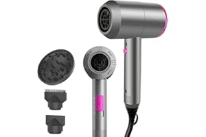 CASAMAA Asciugacapelli agli ioni di litio, motore AC, ad asciugatura rapida, asciugacapelli professionale con 2 velocità e 3 impostazioni di calore, pulsante aria fredda (Grigio)