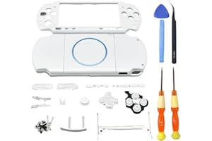Hzxkqmil Pełny Zestaw Powłoka Wymienna Obudowa dla Sony PSP 3000 PSP3000 Konsoli, Przednia Tylna Pokrywa Talerzy Akcesoria + Zestawem Śruby do Przyciski (Biały)