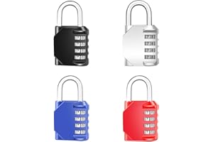 Belvanr Lucchetto con Codice 4 Pezzi Lucchetto a Combinazione Lucchetto a Combinazione a 4 Cifre,4 Lucchetto con Combinazione di Cifre, Lucchetto Armadietto,Sicurezza Lucchetti per Armadietto Valigia
