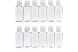 DRAGON SLAY Lot de 12 flacons de voyage réutilisables de 30 ml pour articles de toilette, mini récipients compacts pour shampooing et après-shampoing, plastique souple, transparent/transparent,
