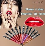 Lippenstift, CICIYONER Lulaa Wasserdichter Schimmer Lip Gloss Makeup Langlebig Glitzer Metallic Lippenstift Liquid (12#) - 4