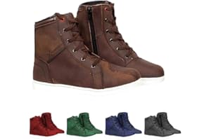 VASTER MOTO Botas de moto para hombre zapatos de motociclista de cuero protector botines transpirables reforzados suela antideslizante