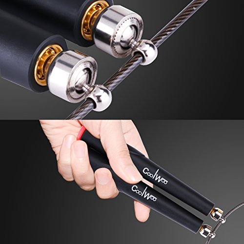 Springseil Speed Rope für Boxen, Crossfit, MMA, WOD und Fitnessübungen, 360 Grad Highspeed blondes Kugellager transportiert Anlage， mit 2 leichtes verstellbares Stahlseil, geeignet nicht nur für Erwachsene und sonder auch für Kinder - 3