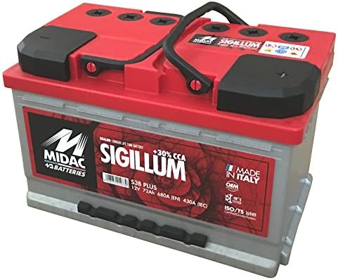 Midac Sigillum Starter Battery S3B Plus 12 V 72Ah Double Lid Single Cell Labyrinth battery