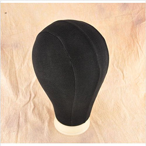 22" Black Poly Canvas Block Head Mannequin Manikin Head Wig Toupee Style Dry Dye
