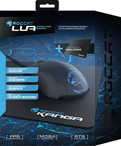 ROCCAT Lua Tri-Button Maus + Kanga Cloth Mousepad Gaming Bundle (USB 2.0) schwarz - 3