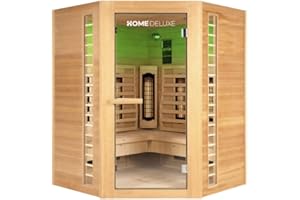Home Deluxe – Infrarotkabine – REDSUN XXL Deluxe -150 x 150 x 190 cm - für 4 Personen, 7 Vollspektrumstrahler – Holz: Hemlocktanne I Infrarotsauna, Sauna, Wärmekabine, Infrarot