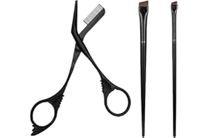 Rayakt Augenbrauenschere, Augenbrauenschere mit Kamm – mit einem Augenbrauenpinsel und einem Eyelinerpinsel, Geeignet für Männer und Frauen Augenbrauen Schere