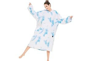 THREE POODLE Felpa Coperta Oversize Donna，Felpa Pile Giganti Coperta con Maniche e Cappuccio, Coperta pile con Maniche, Felpe di Pile Taglia Unica