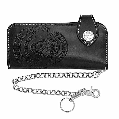 Preisvergleich Produktbild Geldbörse Biker, Totenkopf, Leder mit Kette