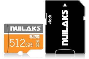 NUILAKS Carte Micro SD de 512 go avec Adaptateur Quick class10 Carte mémoire pour Smartphones, appareils Photo, Nintendo Switch et Drones