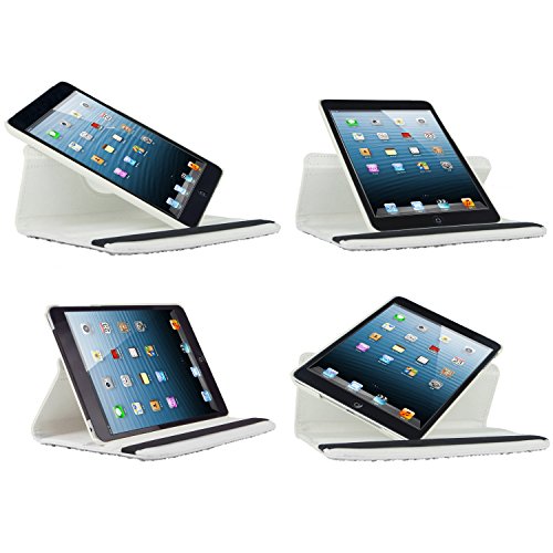 iPad Mini Etui Paket – inklusive 1 mit Strass besetztes, drehbares PU-Lederetui / 2 Stylus Stifte / 2 Display-Schutzfolien / 1 ECO-FUSED Mikrofaser Reinigungstuch – Ideal für Mädchen (grey) - 3