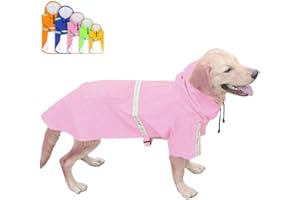 FEimaX Impermeable para Perros Abrigo Impermeables con Capucha, Chubasquero Reflectante y Ajustable, Poncho de Lluvia Impermeable para Perros Pequeños medianos y Grandes