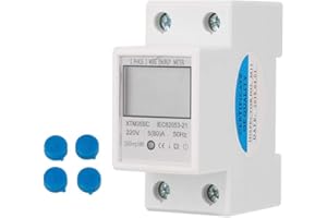 Broco Medidor de Electricidad Digital 220V 5 (80) A Medidor digital monofásico de 2 cables 2P con carril DIN Medidor electrónico de KWh