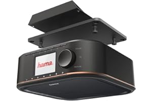 Hama Digitalradio für FM/DAB/DAB+ Empfang, DR350, unterbaufähig (Unterbau-Küchenradio, Farbdisplay, Weckfunktion, Netzbetrieb) Küche Unterbauradio, DAB-Radio, schwarz/kupfer
