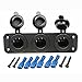 Produktbild carviya Wasserdichte Motorrad Drei Auto Zigarettenanzünder Adapter Splitter 12 V Ladegerät Steckdose Platte Panel Mount 3 Loch + 4 Schrauben 4 Schraube Kappen