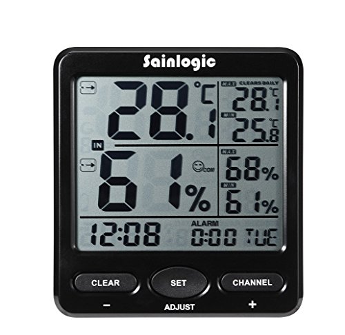 Sainlogic Wetterstation, Hygrometer Digital und Thermometer innen außen mit Wecker, große LCD-Anzeige für Haus, Garten und das Büro - 3