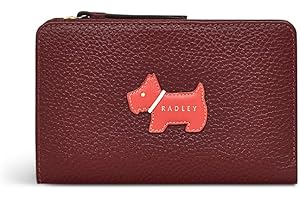 RADLEY London Loyal Medium Bifold Purse for Women in Dark Red Padded Smooth Leather, with Press Stud Fastening, Zipped Coin Pocket & 10 Interior Card Slots