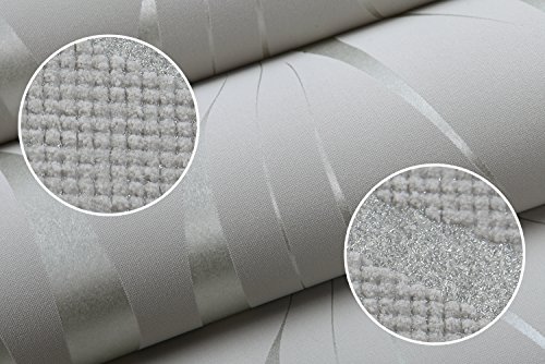 Hochwertig HANMERO®Mustertapete Simpel Modern Vliestapete Relief 0,53m*10m 7 Farben für Schlafzimmer, Wohnzimmer Wallpaper (silber-grau) … - 8