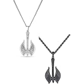 Trend Collection G&uuml;m&uuml;ş ve Siyah Antik Viking Balta Erkek Kolye Seti (2 adet)