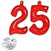 Produktbild Zahlen-Ballons als Deko-Set für 25. Geburtstag/ 25. Jubiläum in Rot aus Vinyl