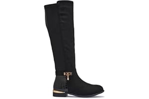 sole london LADIES WOMENS FASHION OVER THE KNEE HIGH STRETCH CALF LEG ZIP FLAT HEEL BOOTS