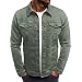 Produktbild UFACE Männer T-Shirt Slim Fit V-Ausschnitt Langarm Muscle Cotton Casual Tops Bluse Shirts (, Armee)