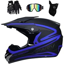 Casco Integrale Per Moto Cross Bambini/adulti - Con Occhiali, Guanti E Maschera, Omologato DOT, Per Quad E BMX